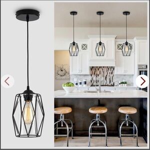 Gudicati Industrial Black Pendant Light Fixture With Retro Farmhouse Mini Glass